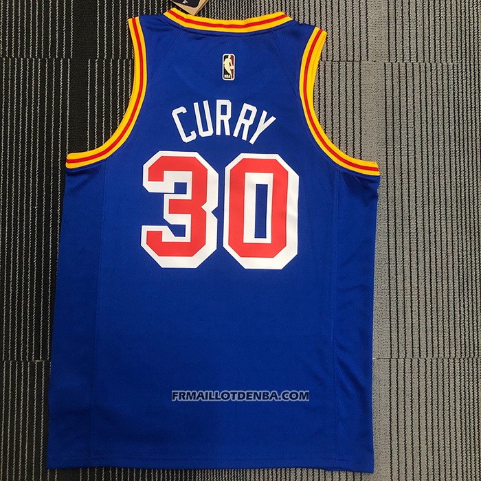 Maillot Golden State Warriors Stephen Curry NO 30 75th Anniversary Bleu